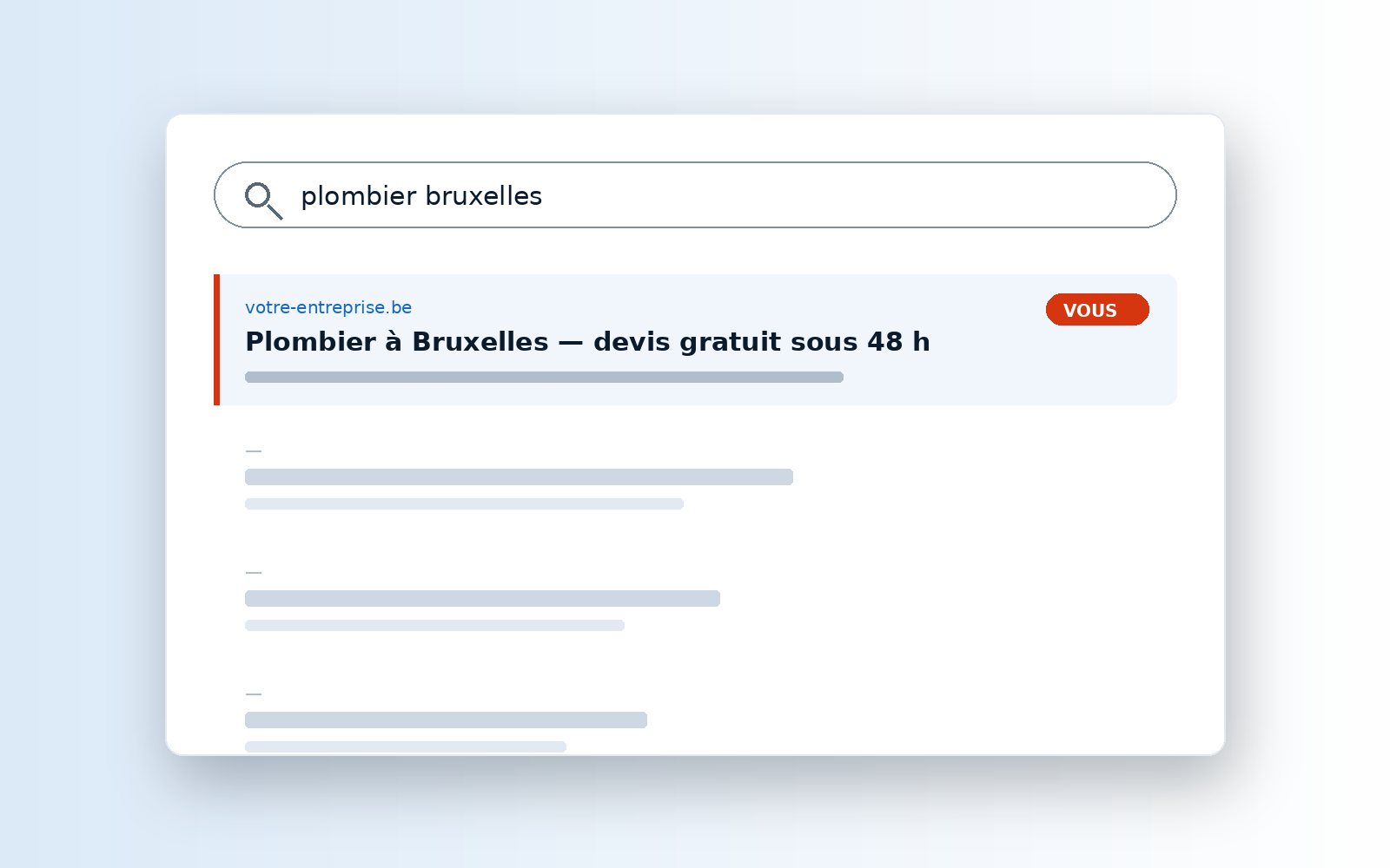 Écran affichant une page de résultats Google avec un établissement local mis en avant.