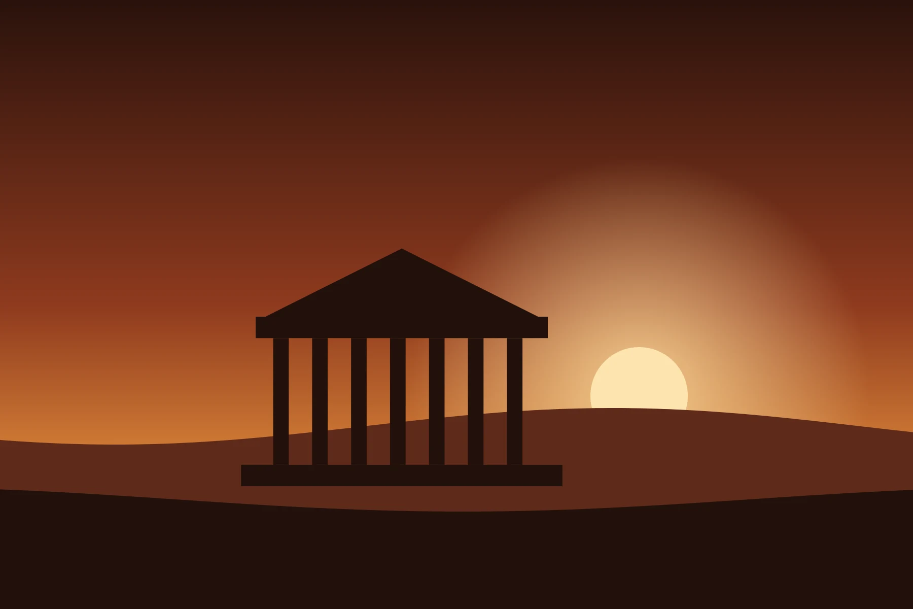 Le temple, au coucher du soleil