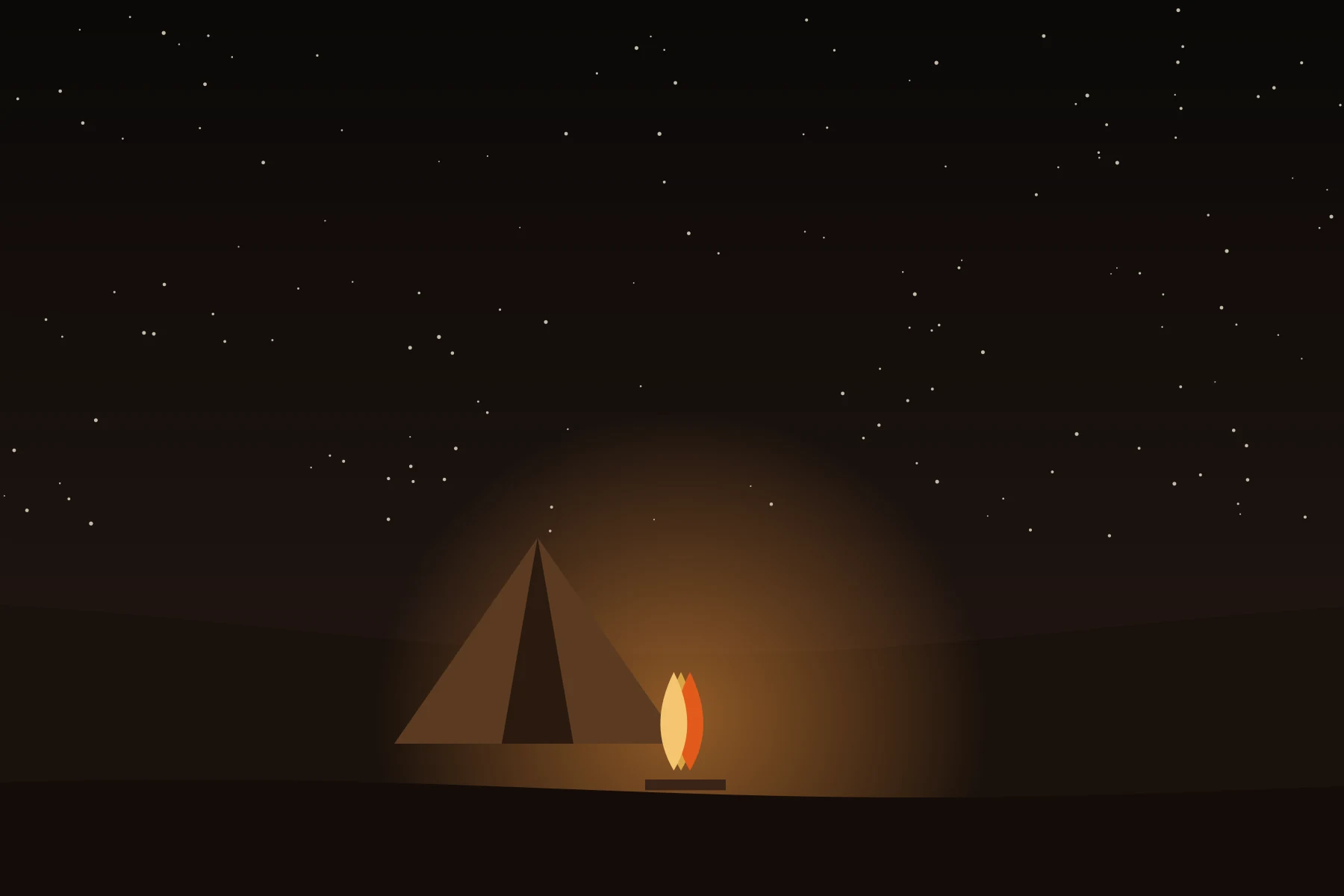Le campement, à la nuit tombée