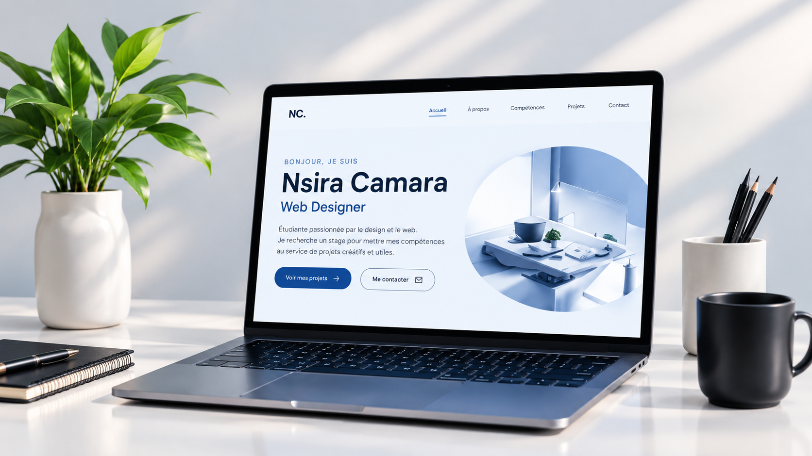 Illustration bureau et laptop design UX
